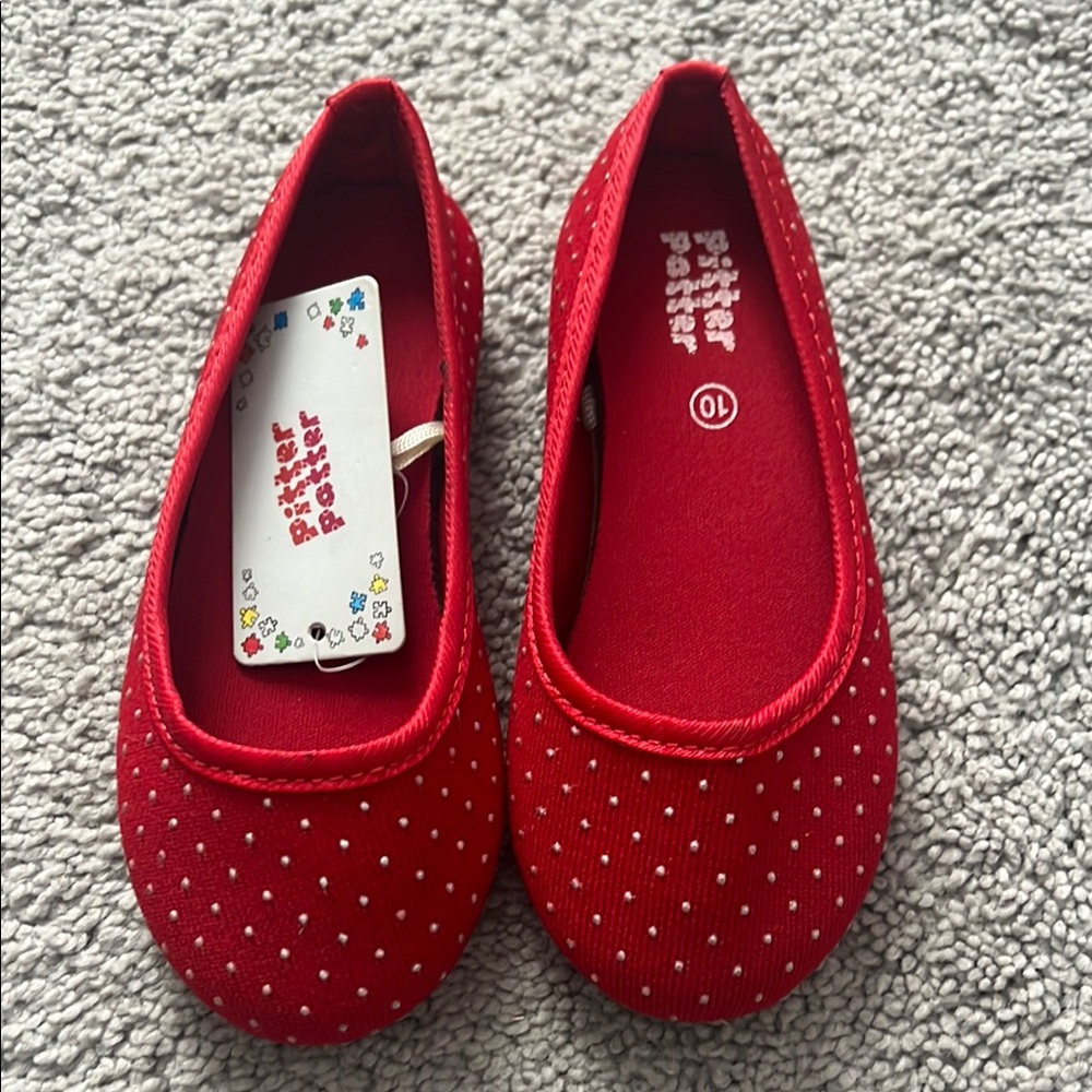 Red and White Dress Shoes with Sparkly Embellishments